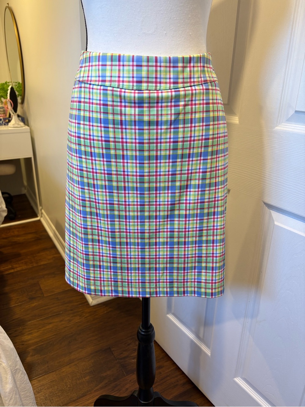 Greg Norman Plaid Golf Skort Pastel Madras Print XL